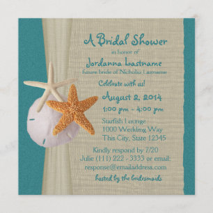 Invitation Starfish et Burlap Look Fête des mariées Turquoise