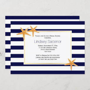 Invitation Starfish et rayures plage mariage nuptiale douche