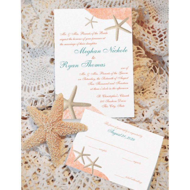 Invitation Starfish Mariage Orange tropical (Créateur téléchargé)