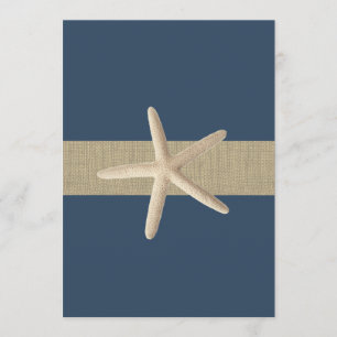 Invitation Starfish Marine Blue Stripes Beach Mariage