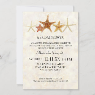 Invitation Starfish Nautilus Scallop Sea Shell Motif moderne
