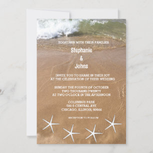 Invitation Starfish Sandy Beach Océan Destination Mariage