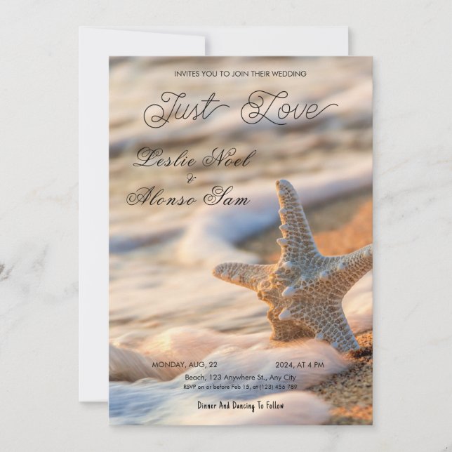 Invitation Starfish Serenade : Mariage plage (Devant)