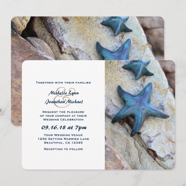 Invitation Starfish sur Rocks Seashore Beach Wedding (Devant / Derrière)