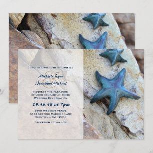 Invitation Starfish sur Rocky Arrière - plan Beach Wedding