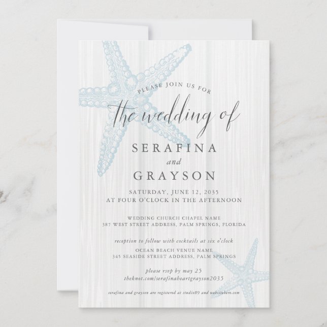 Invitation Starfish Tropical Rustic Beach Mariage Tout en un (Devant)
