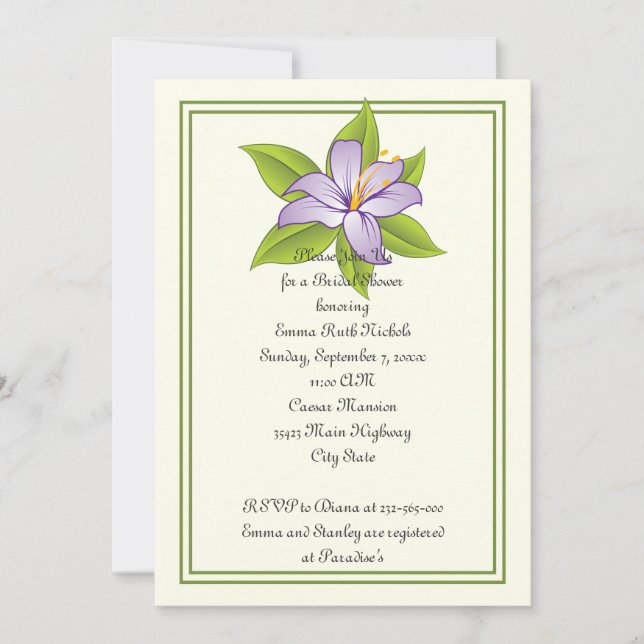 Invitation Stargazer lily violet mariage nuptiale (Devant)