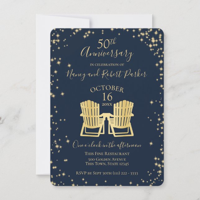 Invitation Starry Night Adirondack Chaises 50e Anniversaire E (Devant)