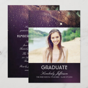 Invitation Starry Night and Shooting Star Photo Graduation