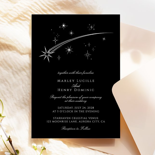 Invitation Starry Night Black and White Celestial Wedding (Créateur téléchargé)