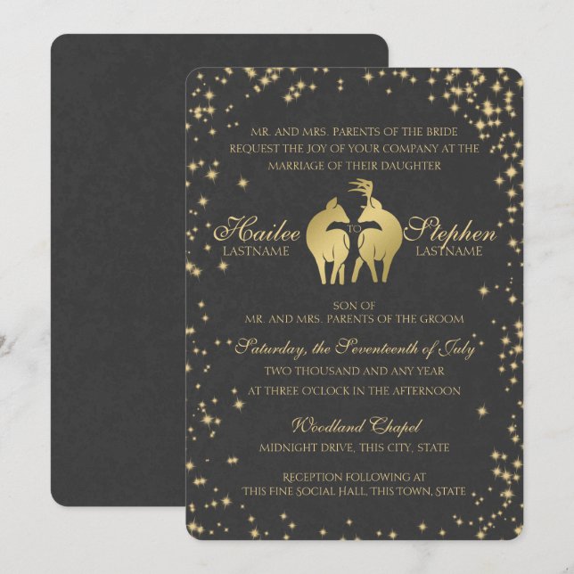 Invitation Starry Night Buck and Doe (Devant / Derrière)