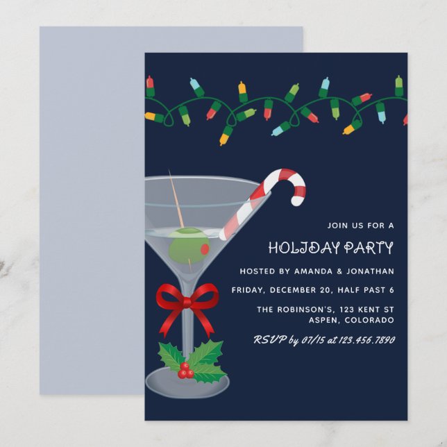 Invitation Starry Night Christmas Holiday Cocktail Party (Devant / Derrière)