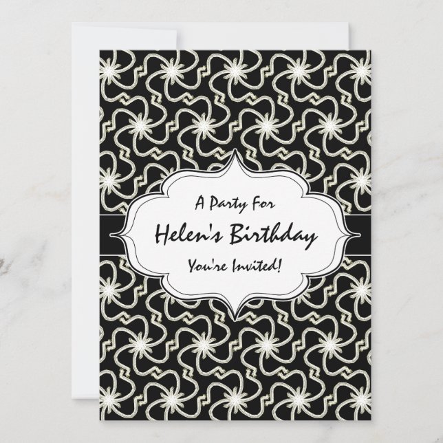 Invitation Starry Night Elegant Art Déco Starburst Motif (Devant)