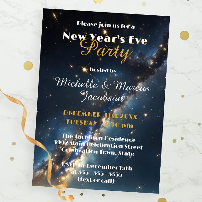 Invitation Starry Night Galaxy Thème Soirée du Nouvel An (Créateur téléchargé)
