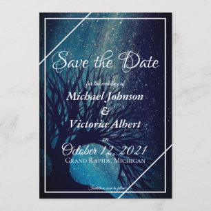Invitation Starry Night Galaxy Tree Enregistrer le Mariage Da