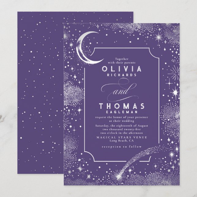 Invitation Starry Night Moon Tir Star Celestial Mariage (Devant / Derrière)