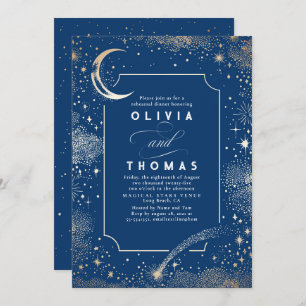 Invitation Starry Night Sky Crescent Moon Repétition Dîner