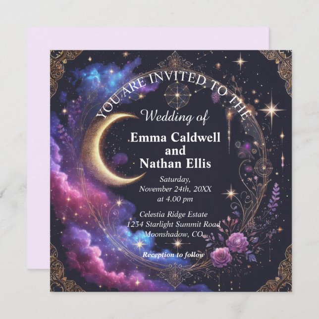 Invitation Starry Night Wedding (Devant / Derrière)