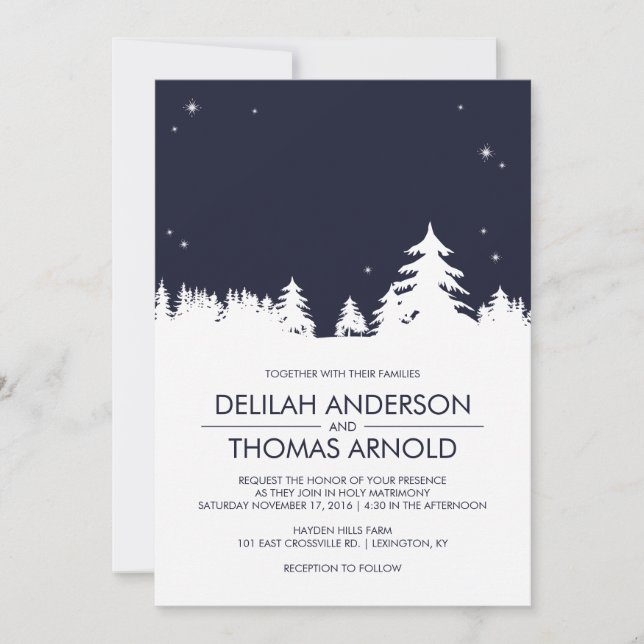Invitation Starry Winter Nights Mariage (Devant)