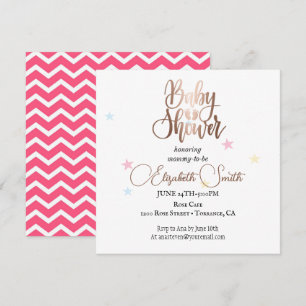 Invitation Stars Baby Girl Douche
