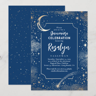 Invitation Stars d'or céleste et Quinceanera nocturne de la l