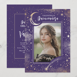 Invitation Stars d'or céleste Lune Nuit Quinceanera Photo