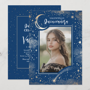 Invitation Stars d'or céleste Lune Nuit Quinceanera Photo