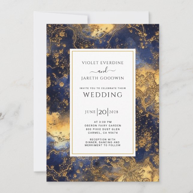 Invitation Stars Et Planètes Cosmiques Célestes Mariage (Devant)