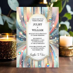 Invitation Stars Glam Bright Pastel Ombre Mariage Parties sci