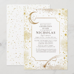 Invitation Stars In Love Mémoire Funeral Remembrance Service