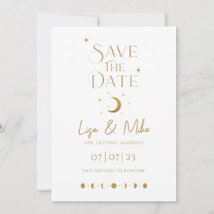 Invitation Stars & Lune Minimal Celestial Enregistrer la date