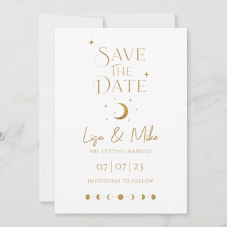 Invitation Stars & Lune Minimal Celestial Enregistrer la date