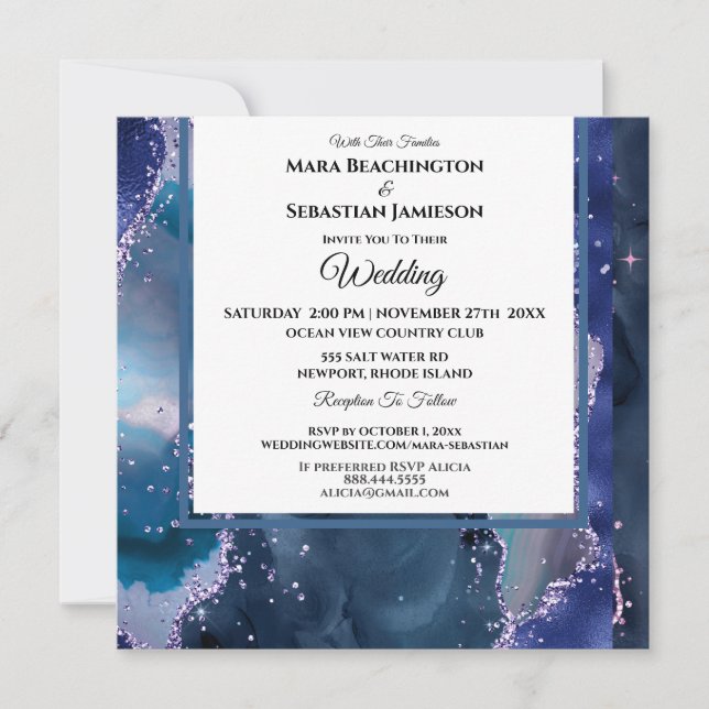 Invitation *~* Stars RSVP Website AGATE AR13 Lavender Mariage (Devant)