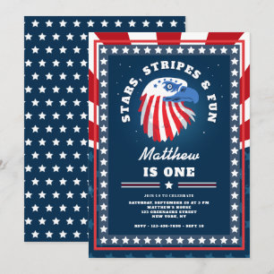 Invitation Stars Stripes & Fun Tous Américains 1er Anniversai