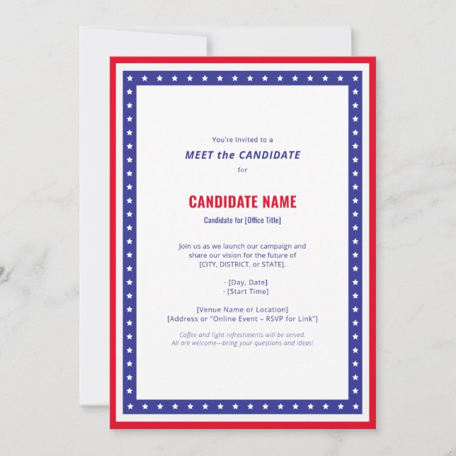 Invitation Stars & Stripes Rencontrez le candidat à l'événeme (Devant)