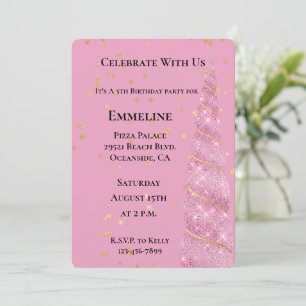 Invitation Stars Unicorn Or rose Anniversaire