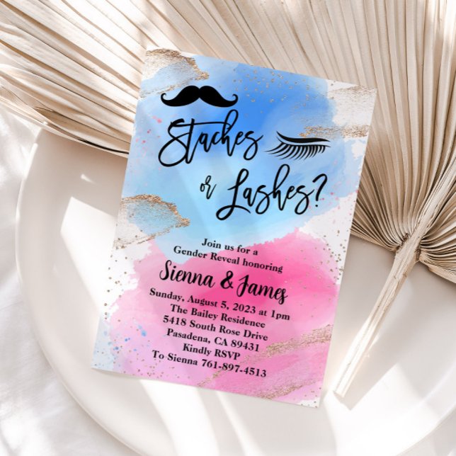 Invitation Stashes Ou Lashes Révélation De Sexe, Aquarelle (Créateur téléchargé)