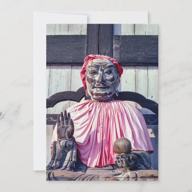 Invitation Statue bouddhiste en bois de Pindola Bharadvaja -  (Devant)