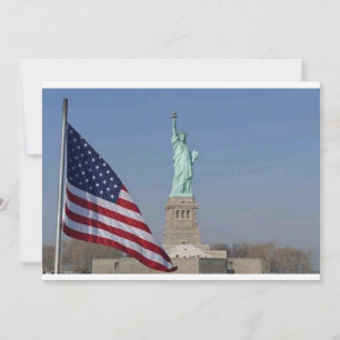 Invitation Statue de la Liberté et drapeau américain Patrioti