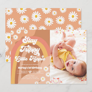 Invitation Stay Trippie Little Hippie Retro Daisy Anniversair