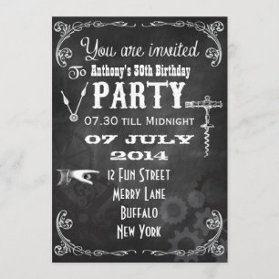Invitation Steampunk Chalkboard fête d'anniversaire