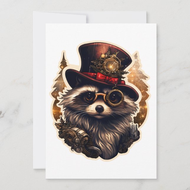 Invitation Steampunk Christmas Raccoon (Devant)