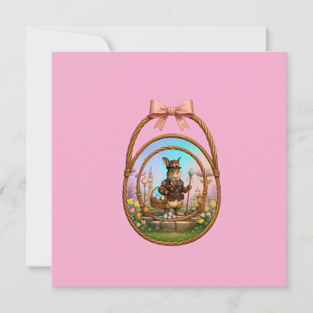 Invitation Steampunk Easter Bunny In Frame (Devant)
