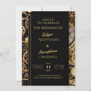 Invitation Steampunk Extravaganza Vintage Clockwork Mariage
