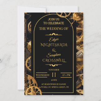Invitation Steampunk Extravaganza Vintage Clockwork Mariage I