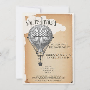 Invitation Steampunk Hot Air Balloon Réception Mariage