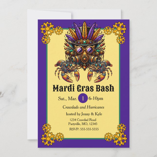 Invitation Steampunk Mardi Gras (Devant)