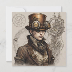 Invitation Steampunk Victorian Gentleman Artwork
