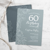 Steel Blue Floral 60e fête d'anniversaire