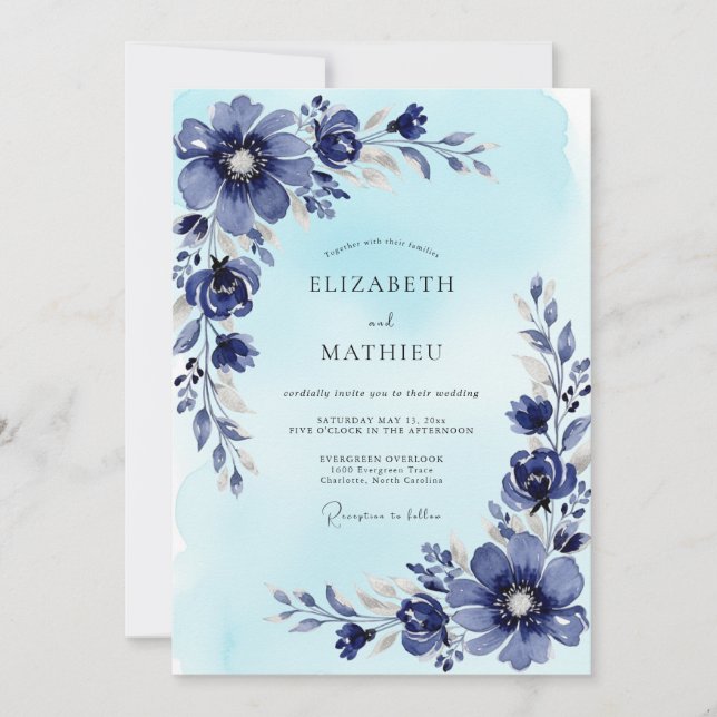 Invitation Steel Blue Splendid Winter Wedding (Devant)